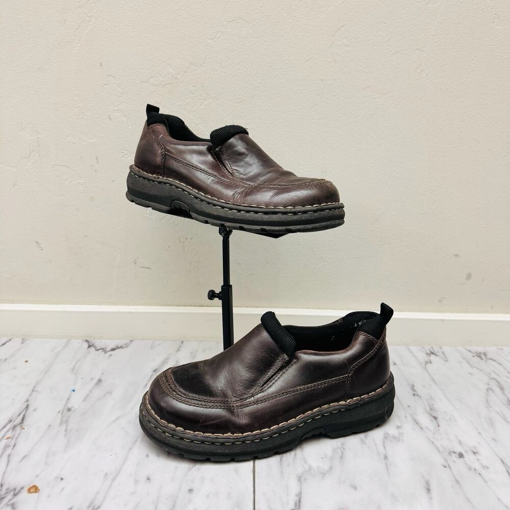 Cherokee Brown Leather Slip On Loafers Boy Size 4